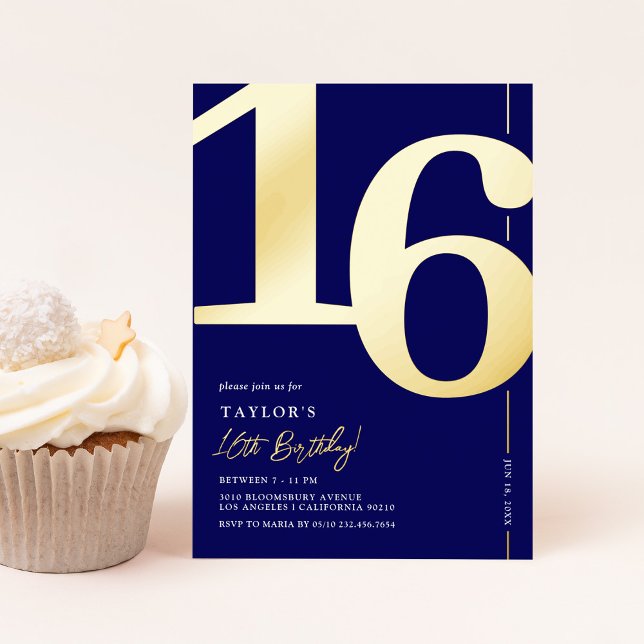 Sweet Sixteen 16th Birthday Party Foil Invitation (Creator Uploaded)