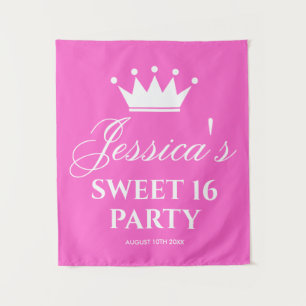 Sweet sixteen 16th Birthday party photo backdrop Tapestry