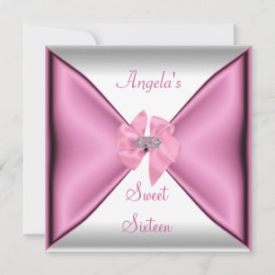 Sweet Sixteen 16th Birthday Party Pink Bow Invitation