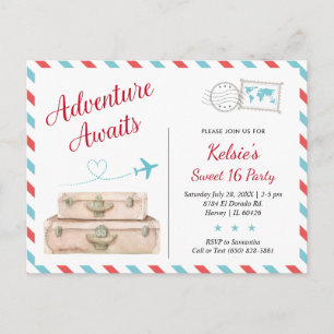 Sweet Sixteen 16th World Travel Adventure Birthday Postcard