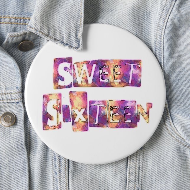 Sweet Sixteen Art Print 6 Cm Round Badge (In Situ)