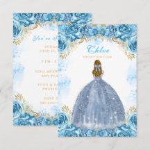 Sweet Sixteen Baby blue Birthday Invitation Card
