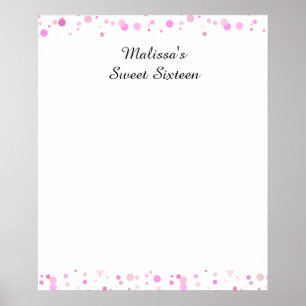Sweet Sixteen, Bat Mitzvah Pink Dots,Sign in Board Poster