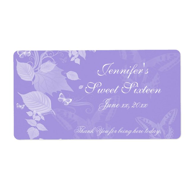 Sweet Sixteen, Bat Mitzvah, Purple White, Custom (Front)