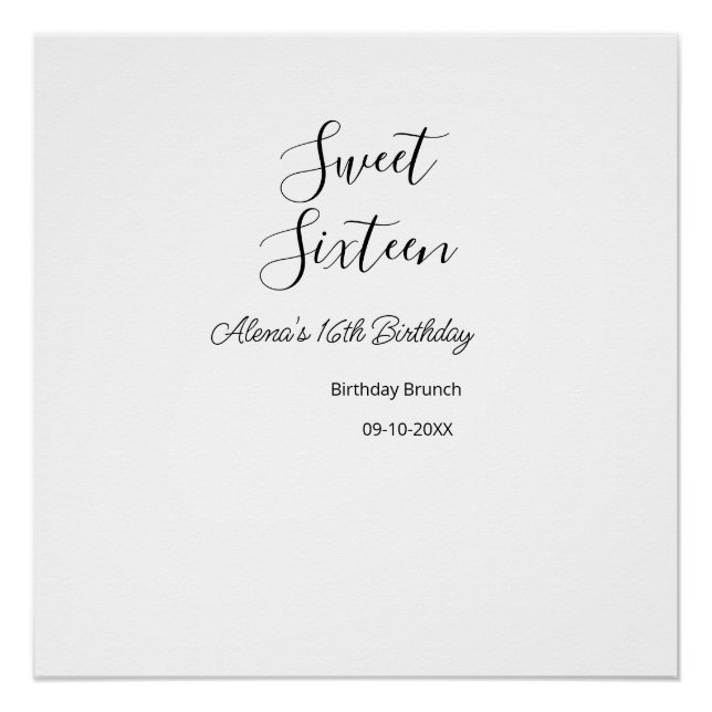 Sweet sixteen birthday brunch 16th birthday name d poster (Front)