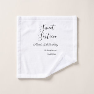 Sweet sixteen birthday brunch 16th birthday name d wash cloth