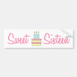 Sweet Sixteen (Birthday Cake) Bumper Sticker