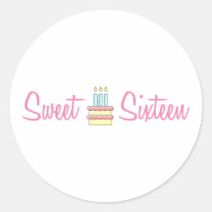 Sweet Sixteen (Birthday Cake) Classic Round Sticker