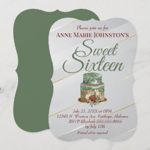 Sweet Sixteen Birthday Cake Invitation