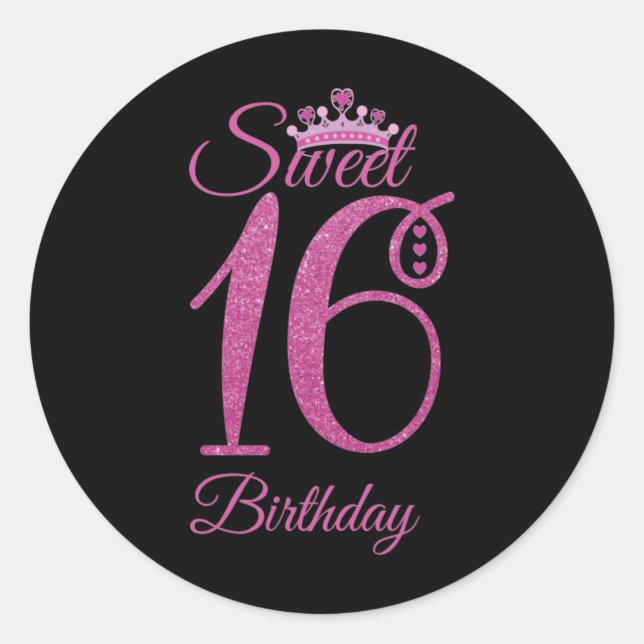 Sweet Sixteen Birthday Classic Round Sticker (Front)