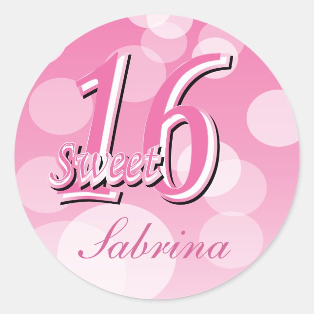 Sweet Sixteen Birthday Classic Round Sticker (Front)