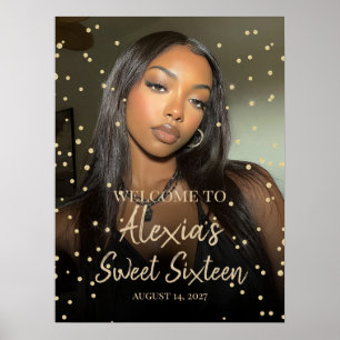 Sweet sixteen birthday gold diamonds welcome poster