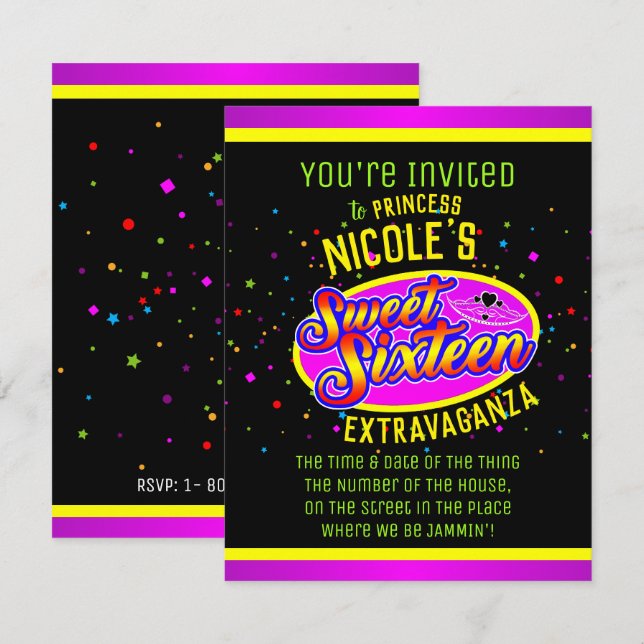 Sweet Sixteen Birthday Invitation (Front/Back)