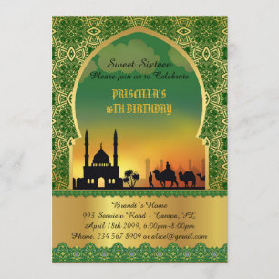 Sweet Sixteen, birthday, invitation, Arabian night Invitation