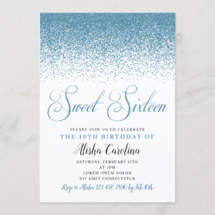 Sweet Sixteen Birthday Invitations, Baby Blue Invitation