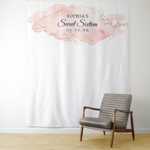 Sweet Sixteen Birthday Party Backdrop Photo Prop Tapestry