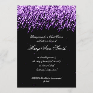 Sweet Sixteen Birthday Party Falling Stars Purple Invitation