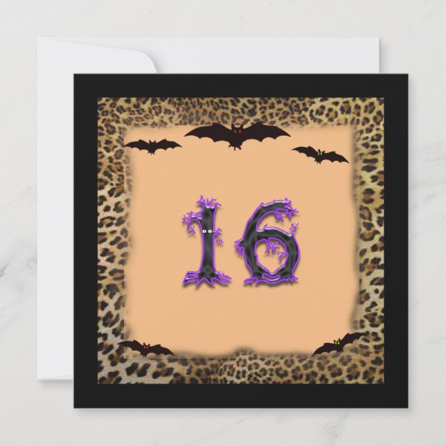 Sweet Sixteen Birthday Party, Halloween Invitation (Front)