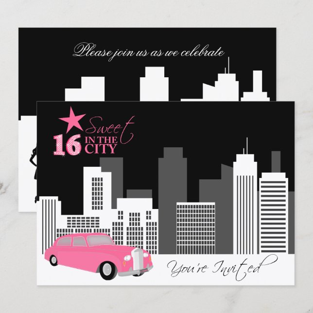 Sweet Sixteen Birthday Party Invitation (Front/Back)