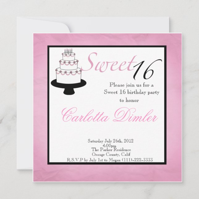 Sweet Sixteen Birthday Party Invitations (Front)