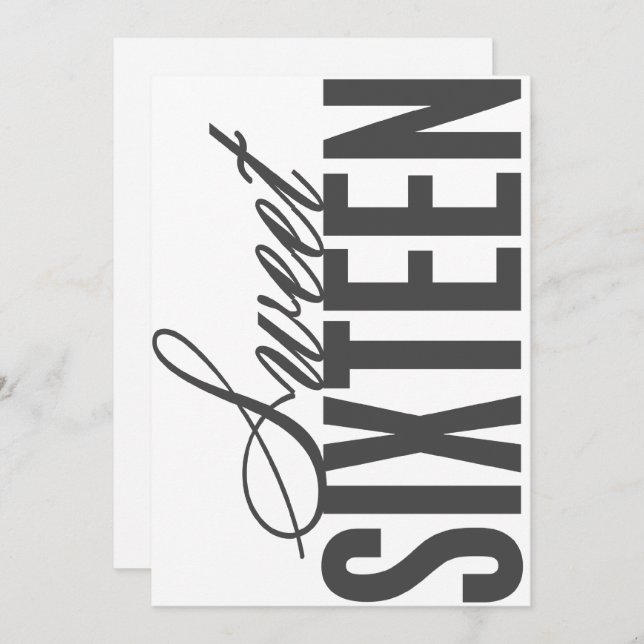 Sweet Sixteen | Birthday Party Invite (Front/Back)