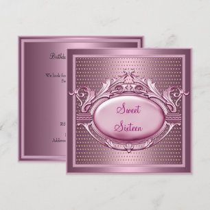 Sweet Sixteen Birthday Party Satin Pink Dots Invitation