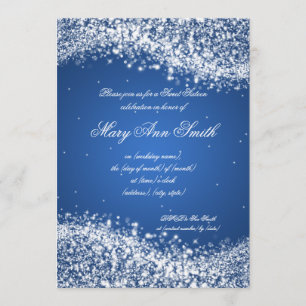 Sweet Sixteen Birthday Party Sparkling Wave Blue Invitation