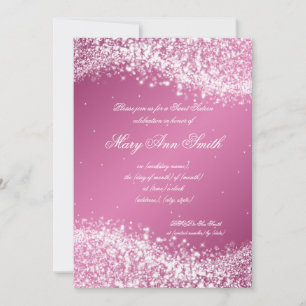 Sweet Sixteen Birthday Party Sparkling Wave Pink Invitation