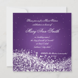 Sweet Sixteen Birthday Party Sparkling Wave Purple Invitation