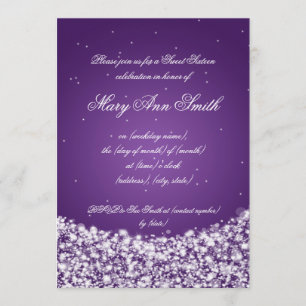 Sweet Sixteen Birthday Party Star Sparkle Purple Invitation
