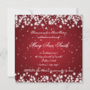 Sweet Sixteen Birthday Party Winter Sparkle Red Invitation