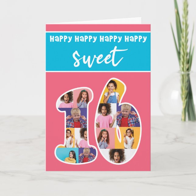 Sweet Sixteen Birthday Photo Card Template (Front)