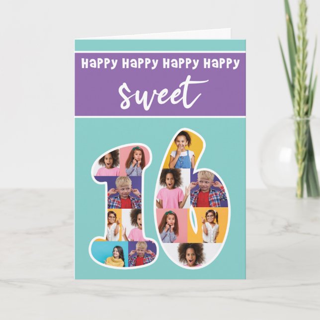 Sweet Sixteen Birthday Photo Card Template (Front)