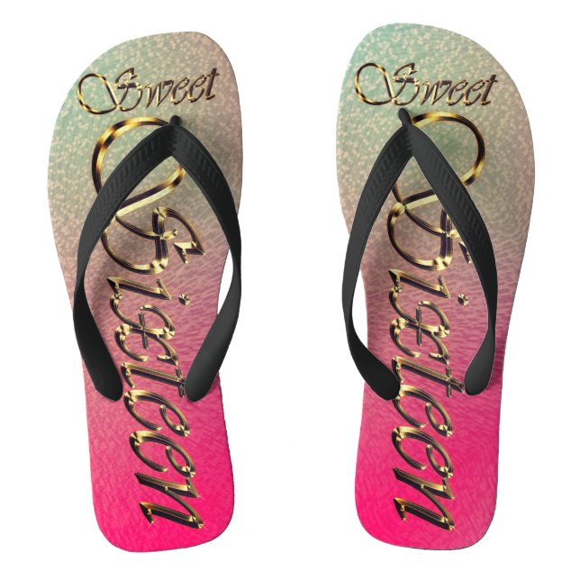 Sweet Sixteen Birthday |  Pink Flip Flops (Footbed)