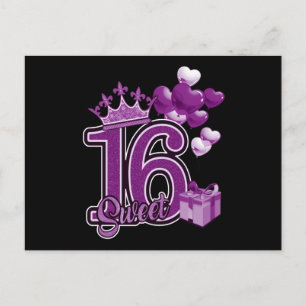 Sweet Sixteen Birthday Purple Postcard