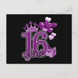 Sweet Sixteen Birthday Purple Postcard
