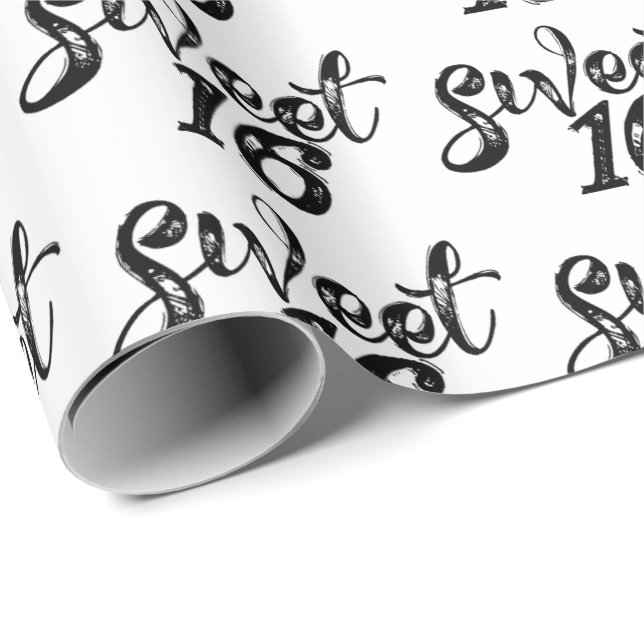 Sweet Sixteen Birthday Sixteenth 16th Wrapping Paper (Roll Corner)