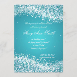 Sweet Sixteen Birthday Sparkling Wave Turquoise Invitation