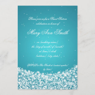 Sweet Sixteen Birthday Star Sparkle Turquoise Invitation