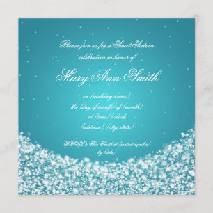 Sweet Sixteen Birthday Star Sparkle Turquoise Invitation