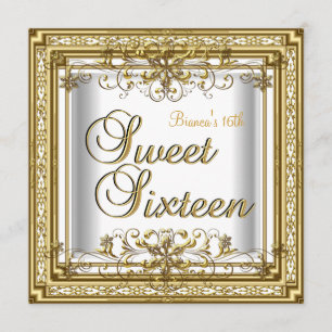 Sweet Sixteen Birthday White Gold Teen Girl Invitation