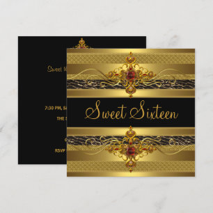 Sweet Sixteen Birthday Wild Elegant Rich Gold Invitation