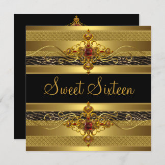 Sweet Sixteen Birthday Wild Elegant Rich Gold Invitation