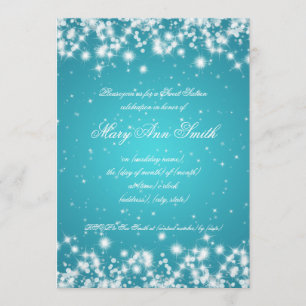 Sweet Sixteen Birthday Winter Sparkle Turquoise Invitation