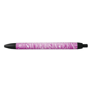 Sweet sixteen black ink pen