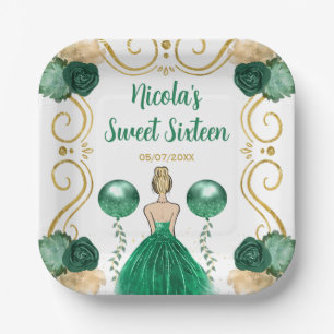 Sweet Sixteen Blonde Princess in Green Paper Plate