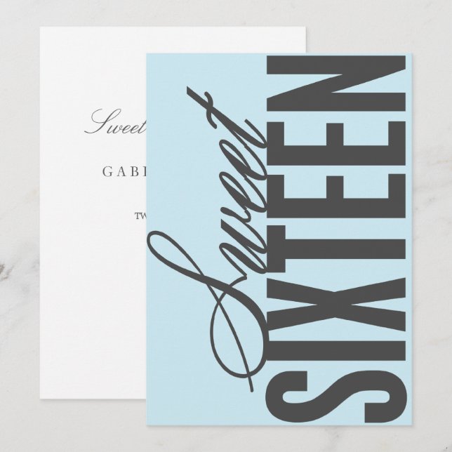 Sweet Sixteen | Blue Birthday Party Invite (Front/Back)
