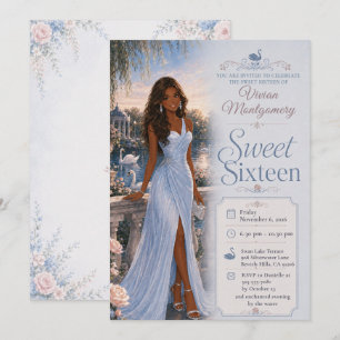 Sweet Sixteen Blue Lakeside Invitation