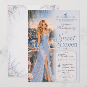 Sweet Sixteen Blue Lakeside Invitation