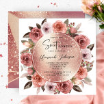 Sweet Sixteen Blush Floral Rose Gold Glitter Invitation<br><div class="desc">Enjoy a sparkling Rose Gold Sweet Sixteen party! Elegant sweet 16th birthday party invitation with gorgeous sparkling faux gold rose centre, surrounded by watercolor flowers in blush and dusty rose tones. Use of Script and block modern typography. Back of card with modern geometrical sections in "sparkling" rose gold and dusty...</div>